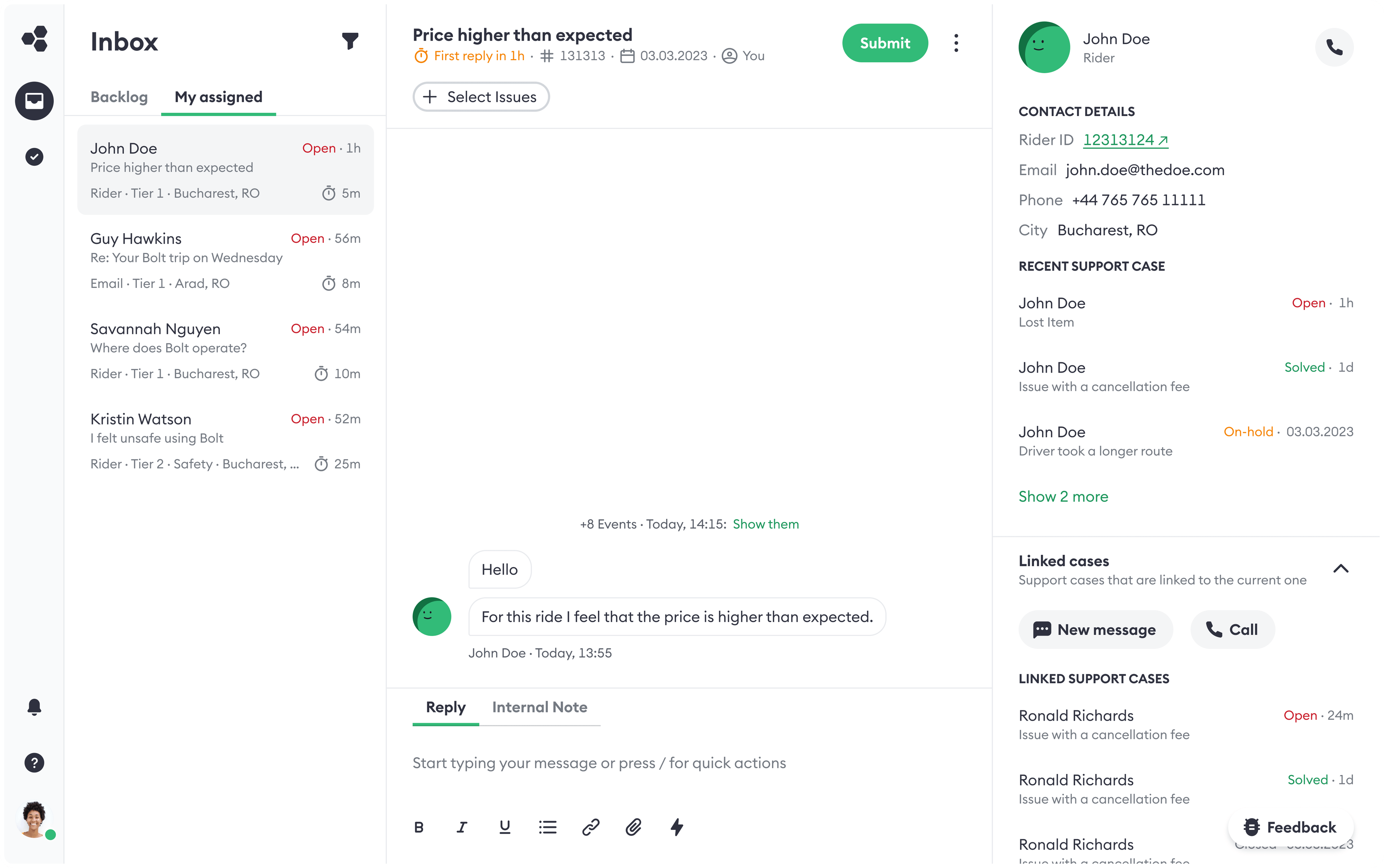 Building the customer support agent experience
