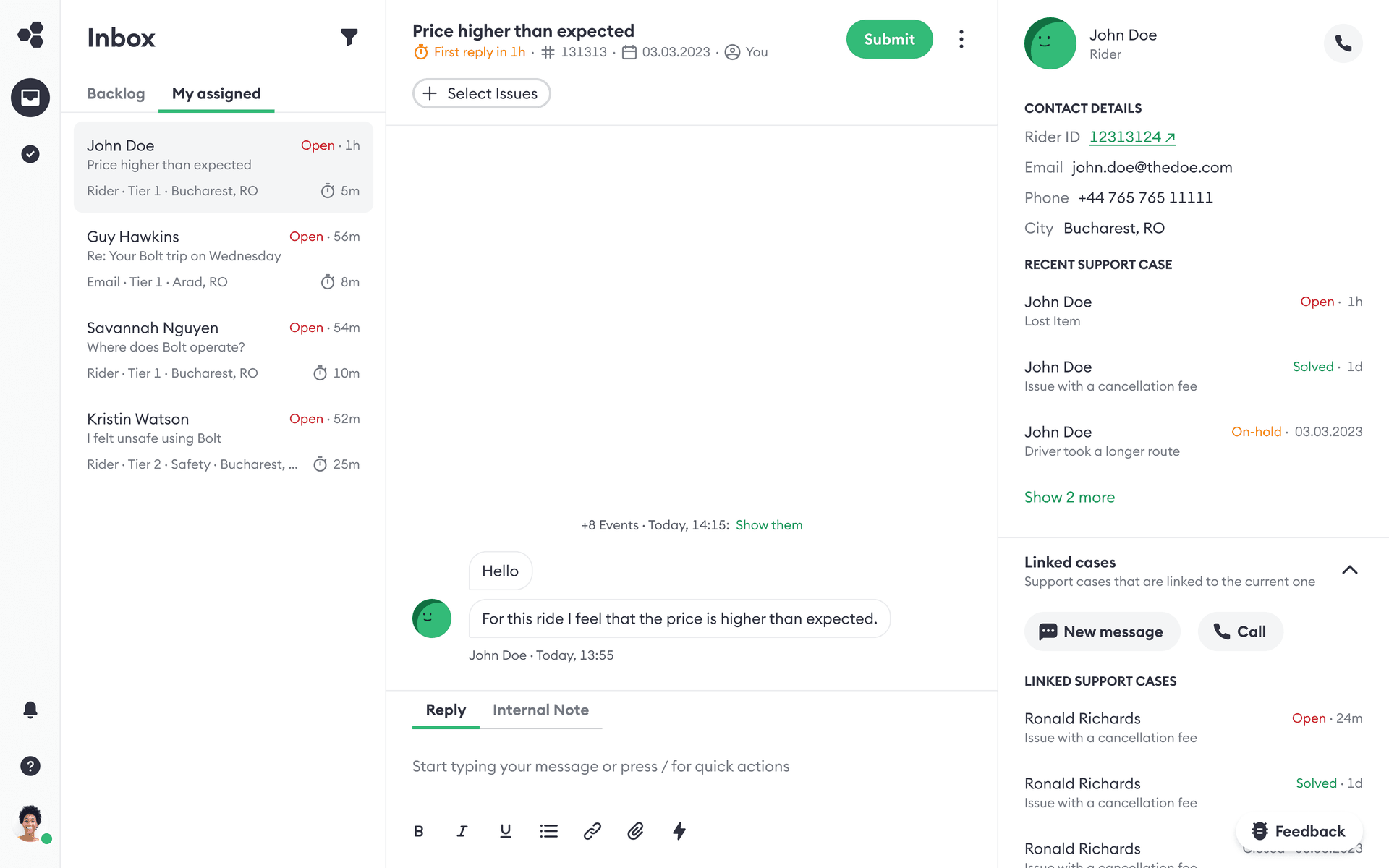 Building the customer support agent experience